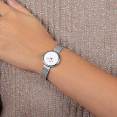 Obaku Stille Steel 6.2mm Slim Case Silver Round Dial Women's Watch- V146LXCIMC