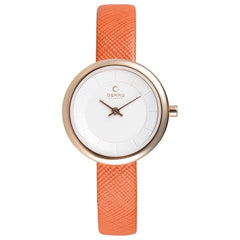 Obaku Stille Pumpkin 6.2mm Slim Case Silver Round Dial Women's Watch- V146LXVIRO