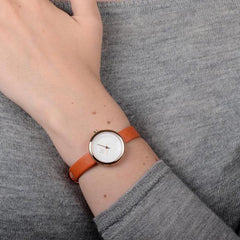 Obaku Stille Pumpkin 6.2mm Slim Case Silver Round Dial Women's Watch- V146LXVIRO