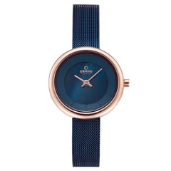 OBAKU Stille Ocean Quartz Blue Round Dial Women's Watch- V146LXVLML