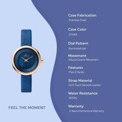 OBAKU STILLE NAVY Quartz MOP Round Dial Women's Watch -V146LXVLRA