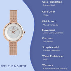 Obaku Stille Rose 6.2mm Slim Case White MOP Round Dial Women's Watch- V146LXVWMV