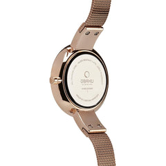 OBAKU Sol Rose Quartz Rose Gold Round Dial Women's Watch- V149LXVVMV