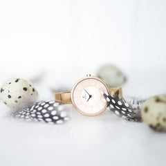 OBAKU Sol Rose Quartz Rose Gold Round Dial Women's Watch- V149LXVVMV