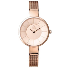 OBAKU Sol Rose Quartz Rose Gold Round Dial Women's Watch- V149LXVVMV