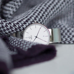 Obaku Klar Steel Quartz Silver Round Dial Men's Watch- V153GDCIMC