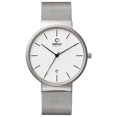 Obaku Klar Steel Quartz Silver Round Dial Men's Watch- V153GDCIMC