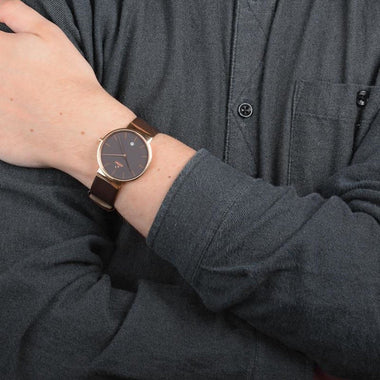 Obaku Klar Hazel Quartz Brown Round Dial Men's Watch- V153GDVNRN