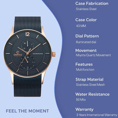 OBAKU Torden Ocean Multifunction Blue Round Dial Men's Watch- V157GMVLML