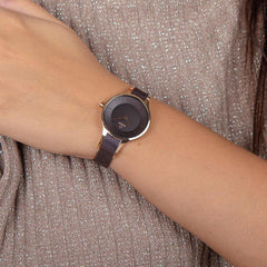 OBAKU Dis Walnut Quartz Brown Round Dial Women's Watch- V165LXVNMN