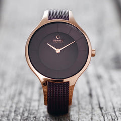 OBAKU Dis Walnut Quartz Brown Round Dial Women's Watch- V165LXVNMN