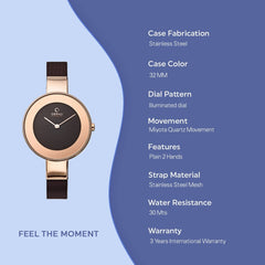 OBAKU HIMMEL WALNUT Quartz Brown Round Dial Women's Watch -V167LXVNMN