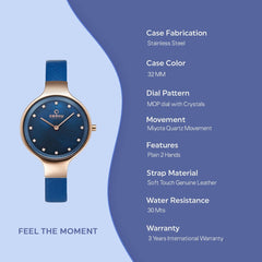OBAKU SKY NAVY Quartz MOP Round Dial Women's Watch -V173LXVLRA
