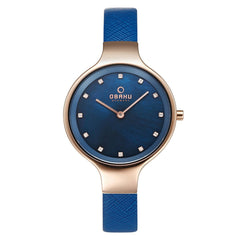 OBAKU SKY NAVY Quartz MOP Round Dial Women's Watch -V173LXVLRA