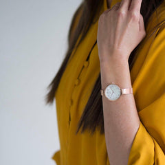 OBAKU Sky Rose Quartz Swarovski Crystal MOP Round Dial Women's Watch- V173LXVWMV