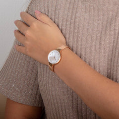 OBAKU Sky Rose Quartz Swarovski Crystal MOP Round Dial Women's Watch- V173LXVWMV