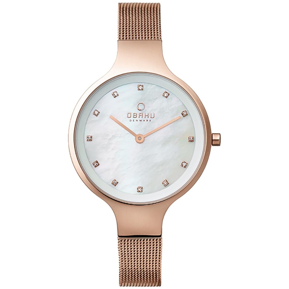 OBAKU Sky Rose Quartz Swarovski Crystal MOP Round Dial Women's Watch- V173LXVWMV