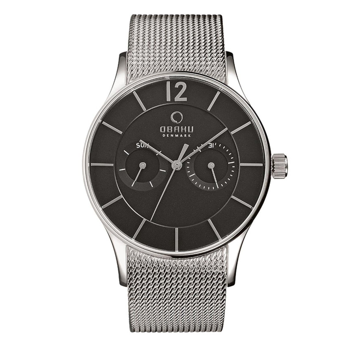 Obaku Vild Onyx Multifunction Black Round Dial Men's Watch- V175GMCBMC