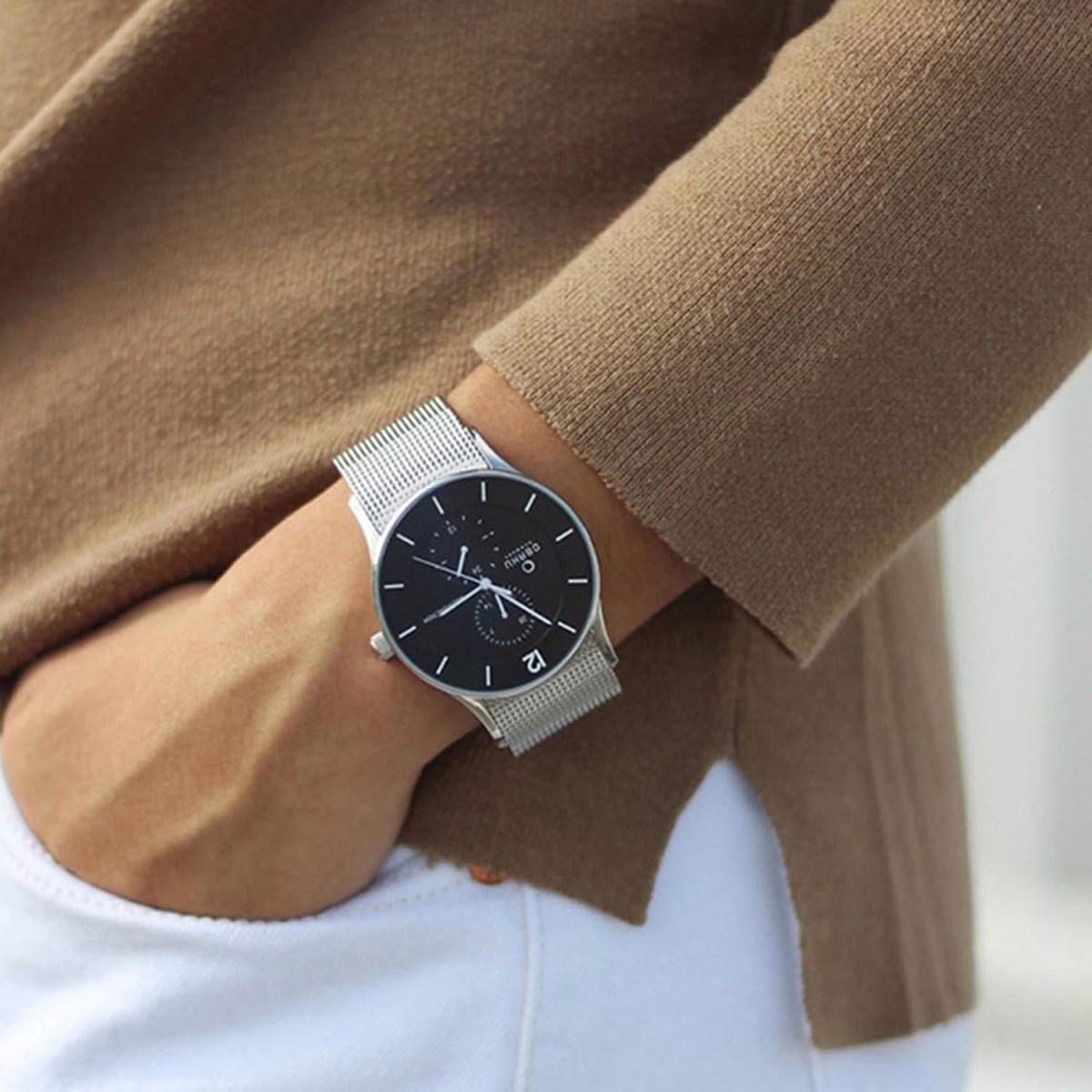 Obaku Vild Onyx Multifunction Black Round Dial Men's Watch- V175GMCBMC