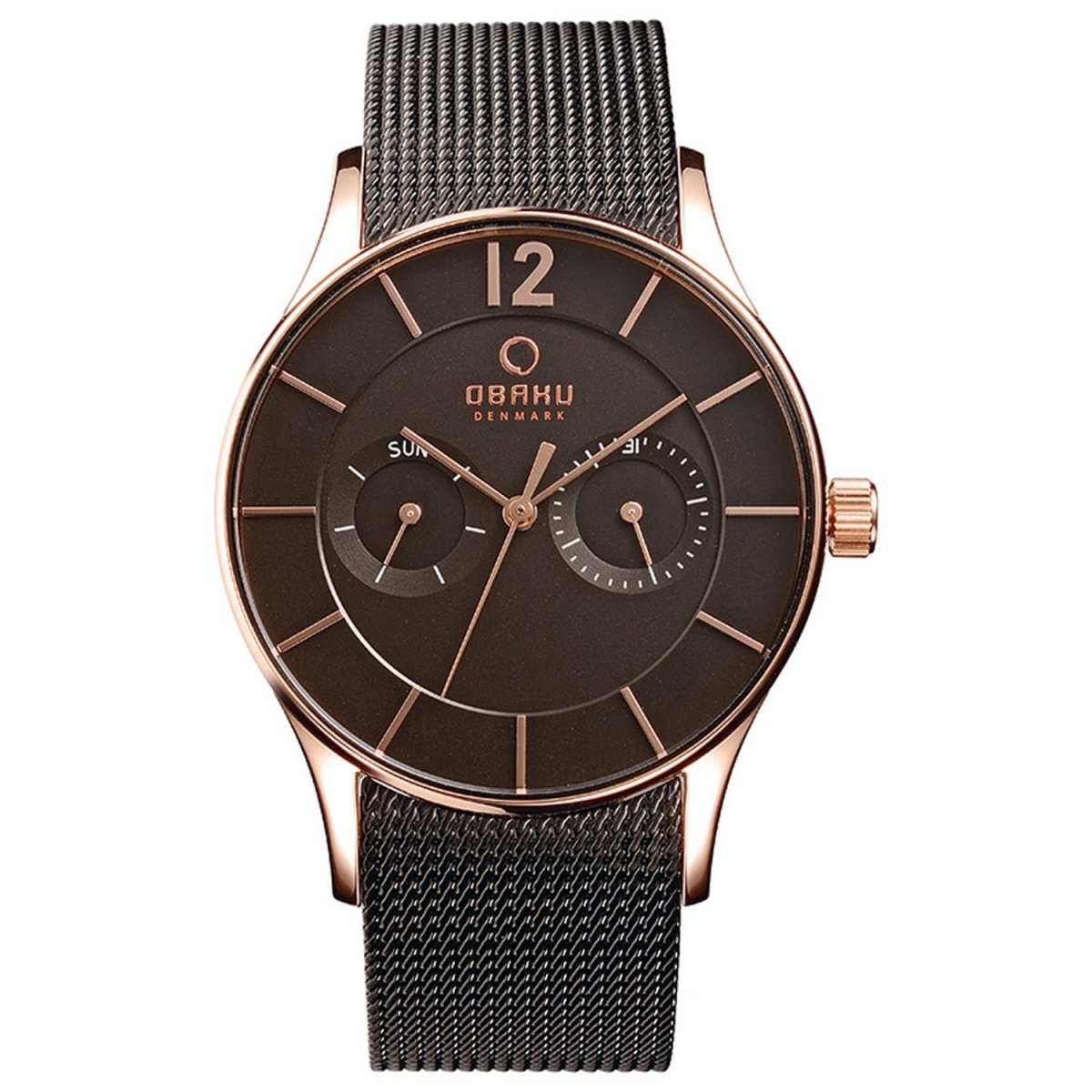 Obaku Vild Night Multifunction Black Round Dial Men's Watch- V175GMVBMB