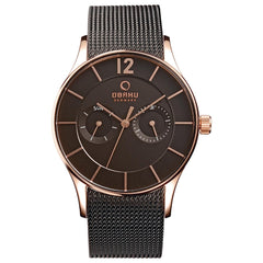 Obaku Vild Night Multifunction Black Round Dial Men's Watch- V175GMVBMB