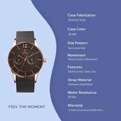 Obaku Vild Night Multifunction Black Round Dial Men's Watch- V175GMVBMB