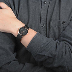Obaku Vild Night Multifunction Black Round Dial Men's Watch- V175GMVBMB