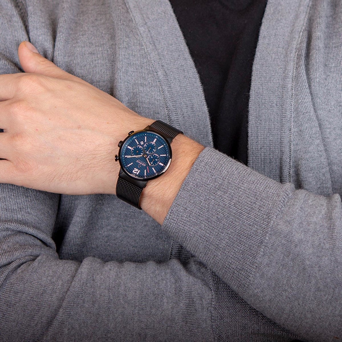 Obaku Storm Thunder Chronograph Blue Round Dial Men's Watch- V180GCBLMB