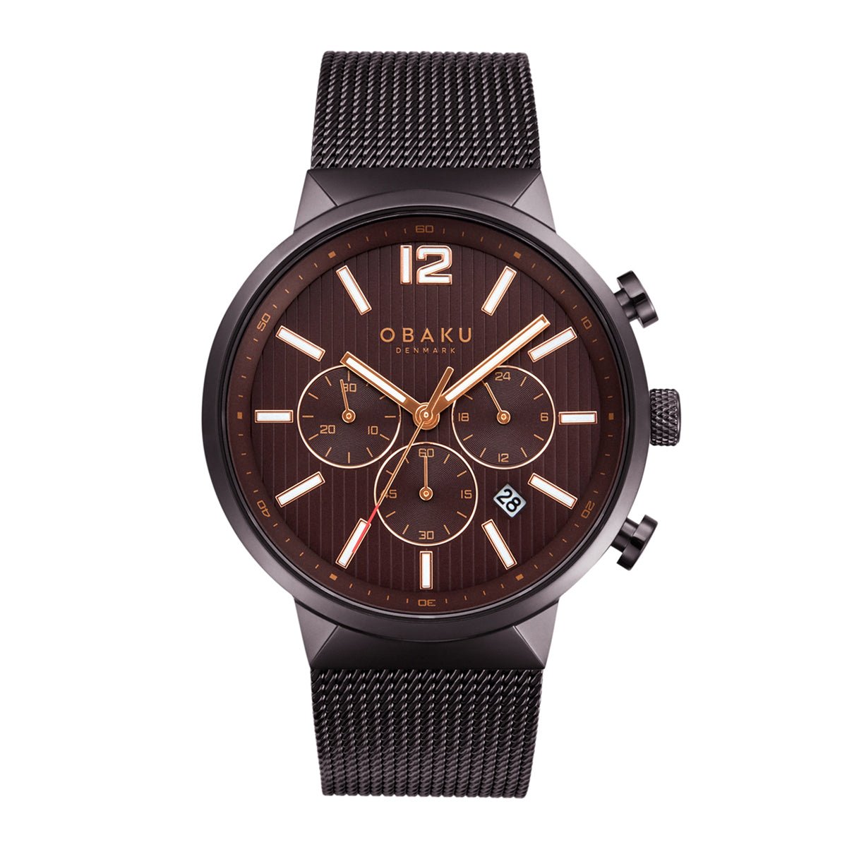 Obaku Storm Chrono Chronograph Brown Round Dial Men's Watch -  V180GCNNMN