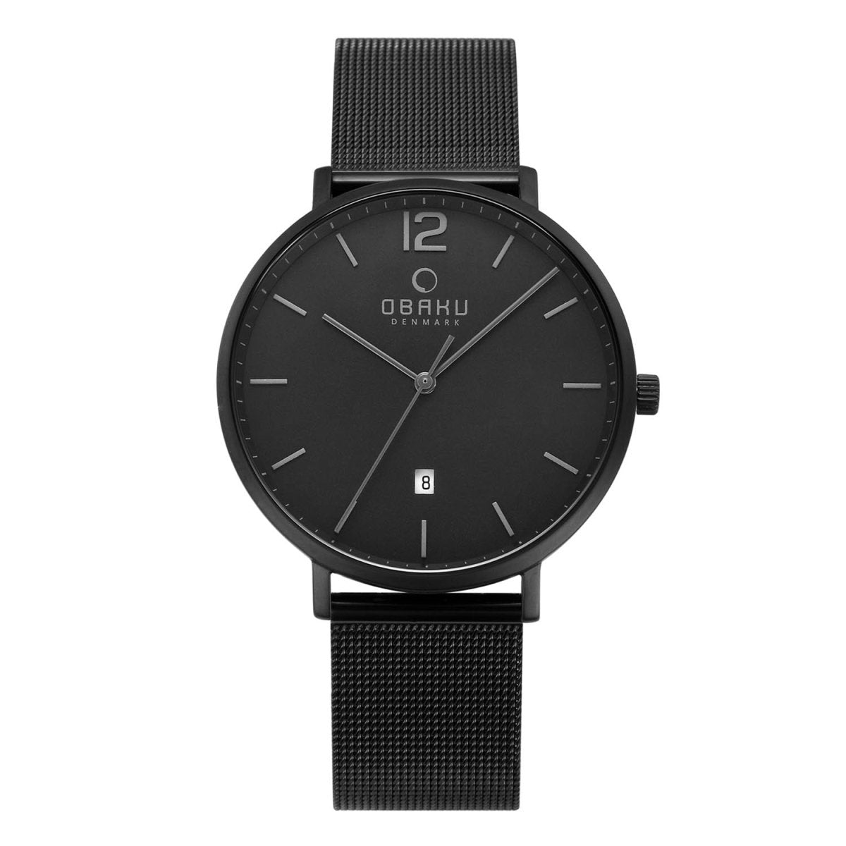 OBAKU Toft Charcoal Quartz Black Round Dial Men's Watch- V181GDBBMB