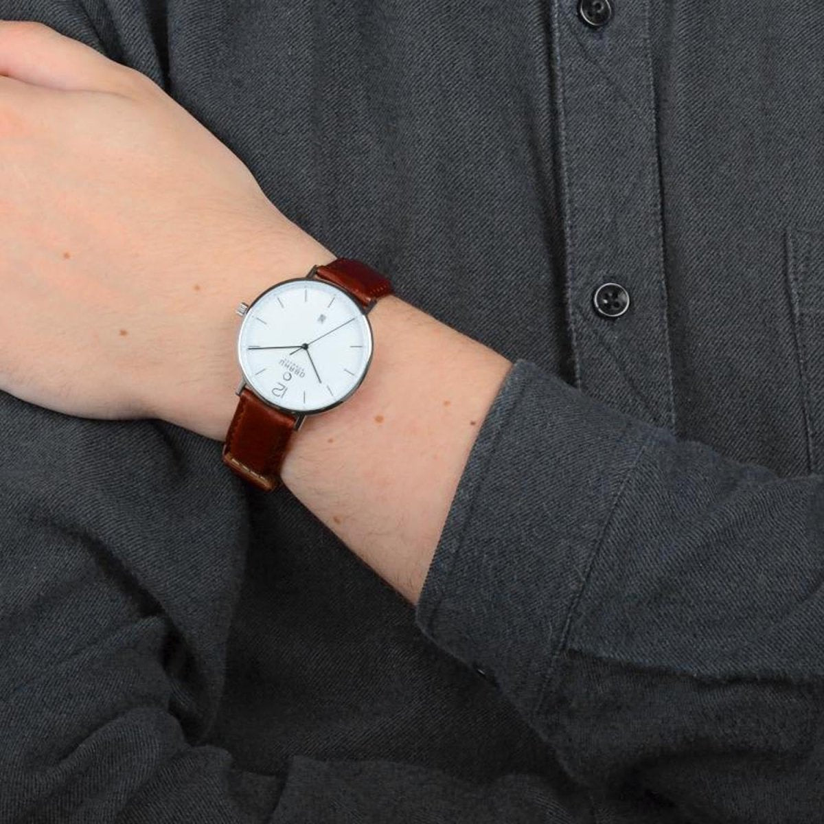 Obaku Toft Mocha Quartz White Round Dial Men's Watch- V181GDCWRN