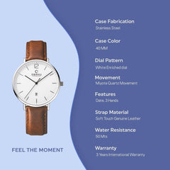 Obaku Toft Mocha Quartz White Round Dial Men's Watch- V181GDCWRN