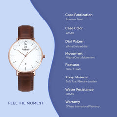 OBAKU TOFT MAHOGANY Quartz White Round Dial Men's Watch -V181GDVWRN