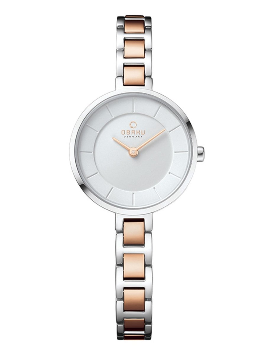 Obaku Vind Peach Analouge Silver White Round Dial Women's Watch -  V183LXCISC
