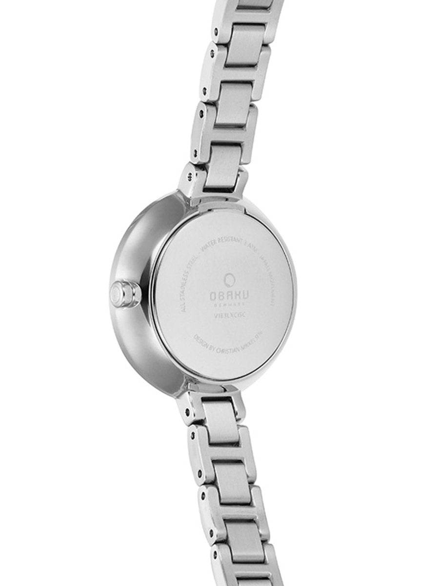 Obaku Vind Peach Analouge Silver White Round Dial Women's Watch -  V183LXCISC