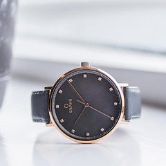 Obaku Vest Pebble Quartz Grey MOP Round Dial Women's Watch- V186LXVJRJ