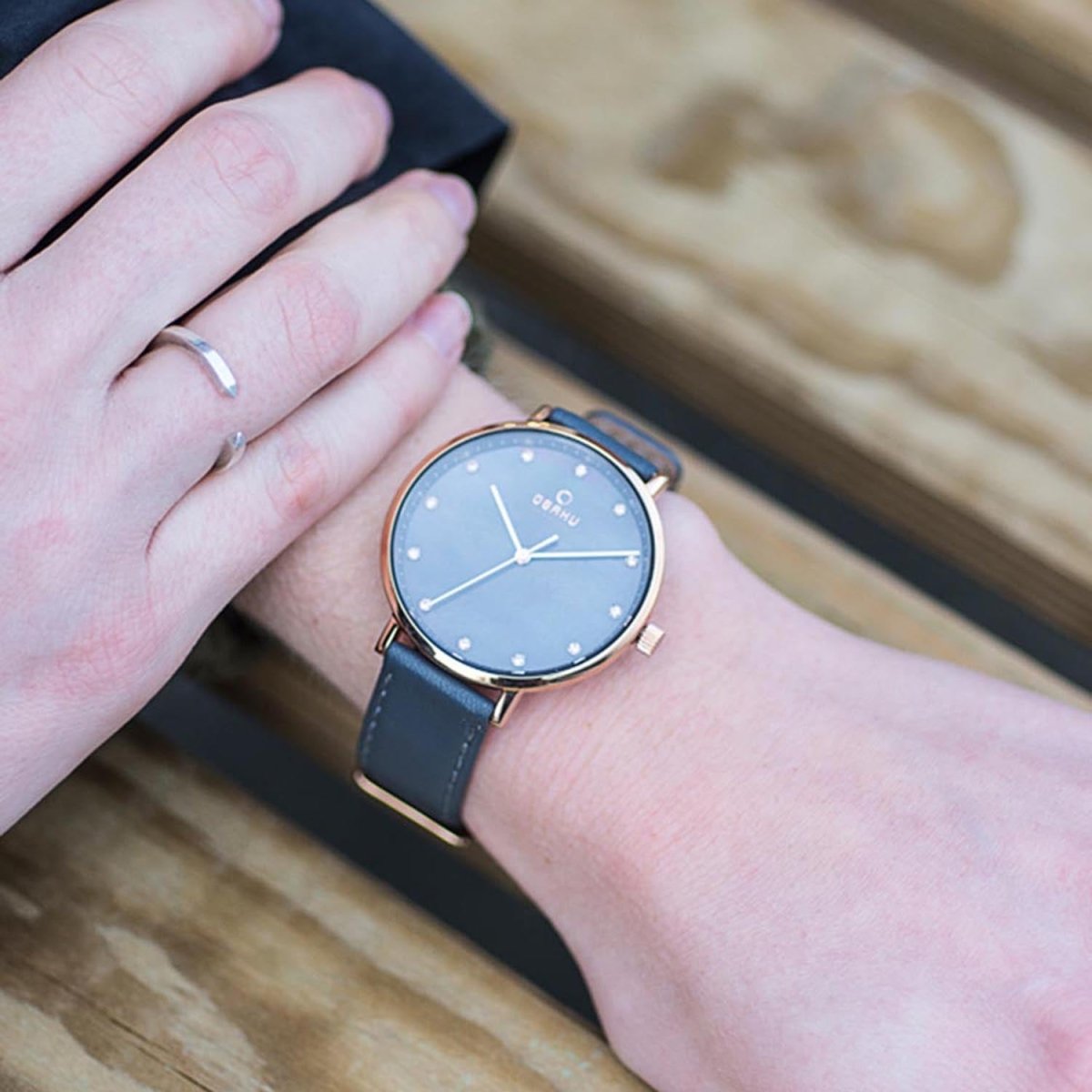 Obaku Vest Pebble Quartz Grey MOP Round Dial Women's Watch- V186LXVJRJ