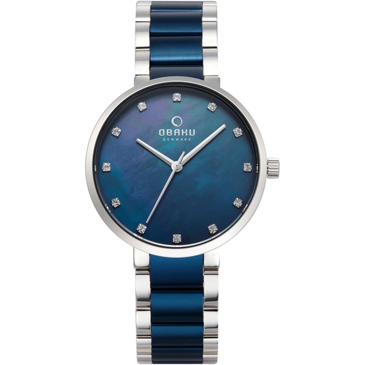 Obaku Glad Bluesteel Quartz 6.7mm Slim Case Blue MOP Round Dial Women's Watch- V189LXCLSL