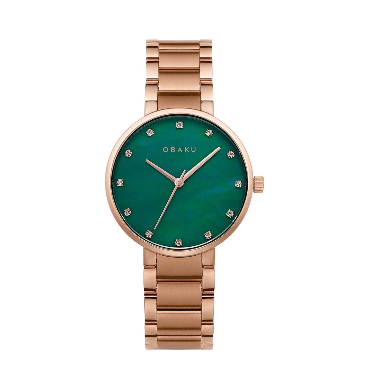 Obaku Glad Fern Quartz 6.7mm Slim Case Green Round Dial Women's Watch- V189LXVESV