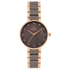 OBAKU Glad Crepe Quartz Swarovski Crystal MOP Round Dial Women's Watch- V189LXVJSJ