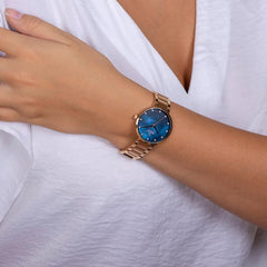 OBAKU Glad Lapis Quartz Swarovski Crystal MOP Round Dial Women's Watch- V189LXVLSV