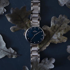 OBAKU Glad Lapis Quartz Swarovski Crystal MOP Round Dial Women's Watch- V189LXVLSV