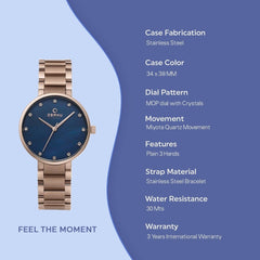 OBAKU Glad Lapis Quartz Swarovski Crystal MOP Round Dial Women's Watch- V189LXVLSV
