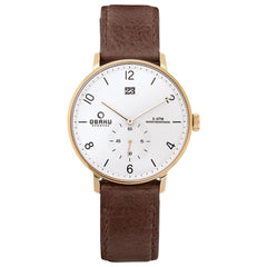 Obaku Rislen Chestnut Quartz White Round Dial Men's Watch- V190GDGWRN
