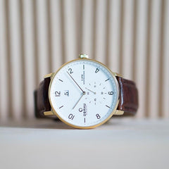 Obaku Rislen Chestnut Quartz White Round Dial Men's Watch- V190GDGWRN
