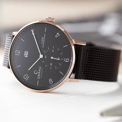 Obaku Rislen Night Quartz Black Round Dial Men's Watch- V190GDVBMB
