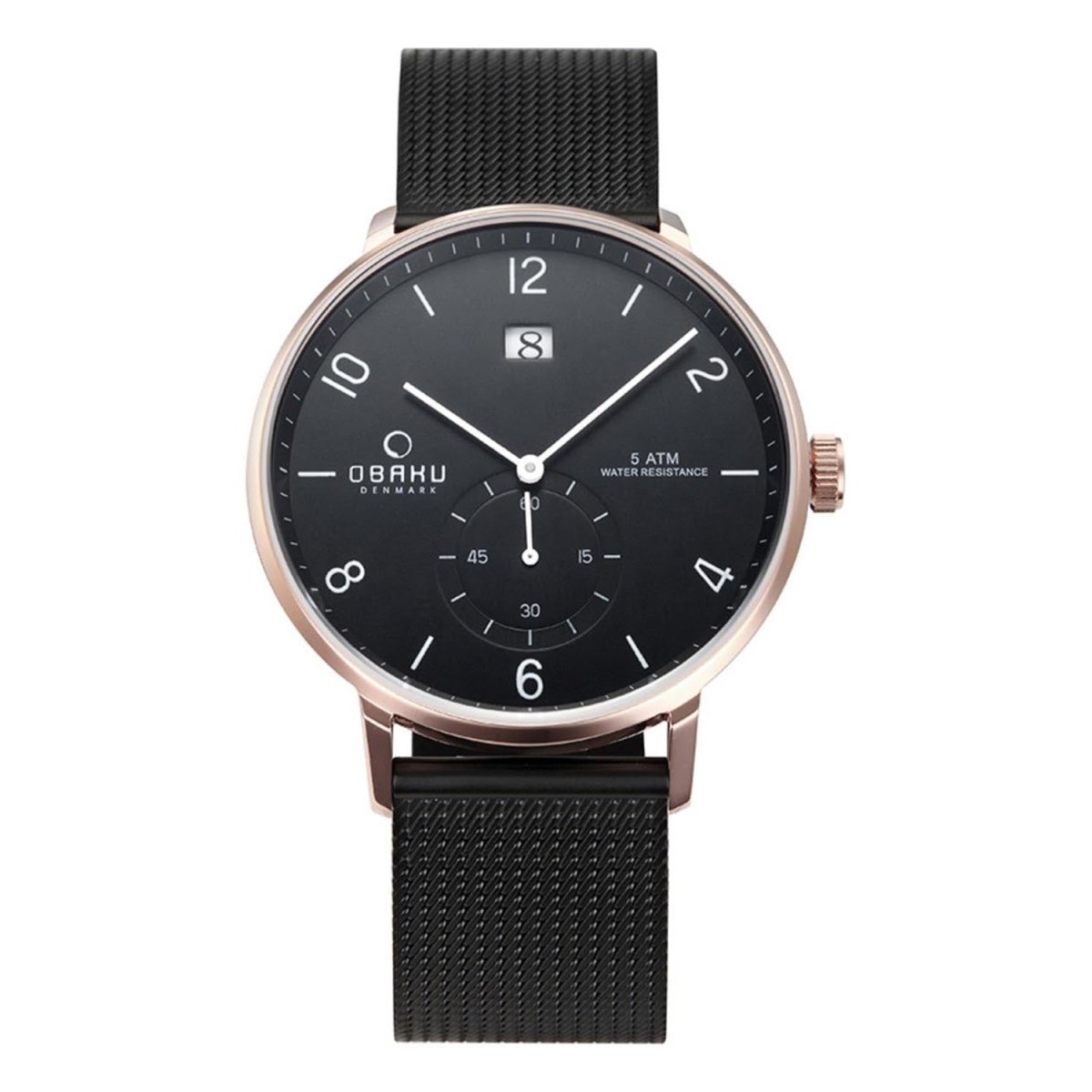 Obaku Rislen Night Quartz Black Round Dial Men's Watch- V190GDVBMB