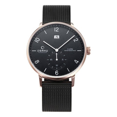 Obaku Rislen Night Quartz Black Round Dial Men's Watch- V190GDVBMB