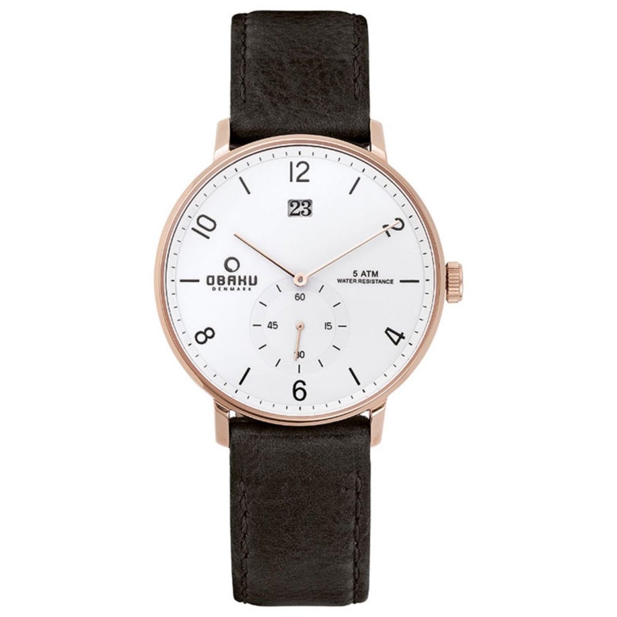 Obaku Rislen Coal Quartz White Round Dial Men's Watch- V190GDVWRB
