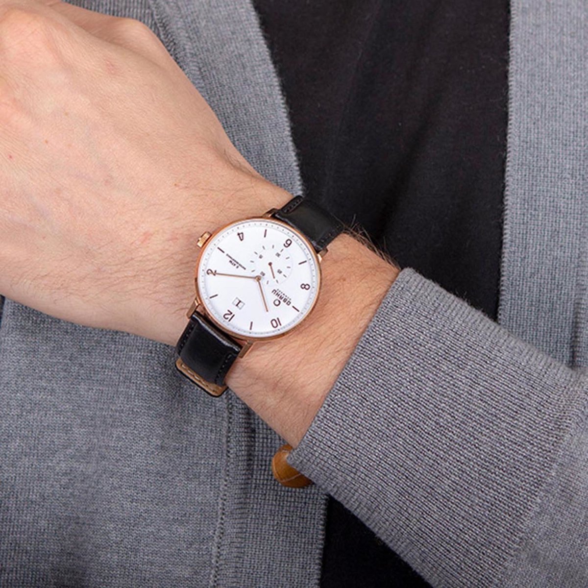 Obaku Rislen Coal Quartz White Round Dial Men's Watch- V190GDVWRB